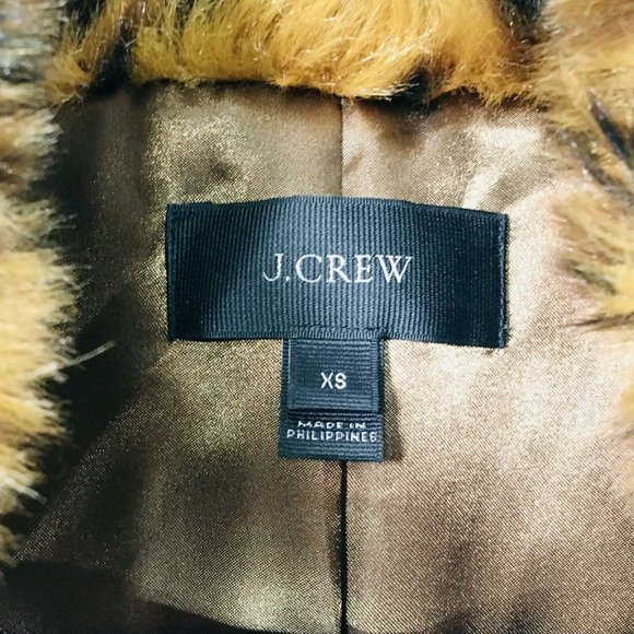 J CREW Sz XS FAUX FUR LEOPARD PRINT FULL ZIP VEST - Picture 7 of 10